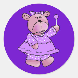 Adesivo Ursinho de Pirulito Roxo para Meninas