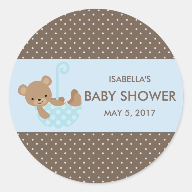 Adesivo Ursinho No Guarda-chuvas (Azul) Favor (Frente)