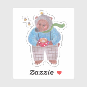 Adesivo Urso, abelhas e cappuccino