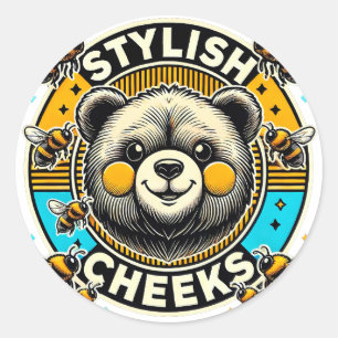 Adesivo Urso Adorável Com Bochechas Amarelas