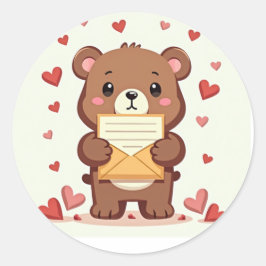 Adesivo Urso Adorável com Carta de Amor