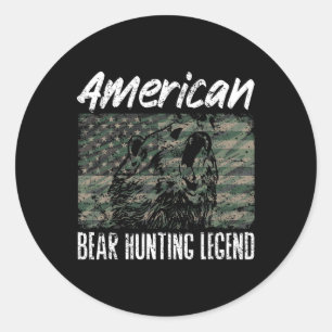 Adesivo Urso Americano Caçando Legenda Eua Bandeira Black