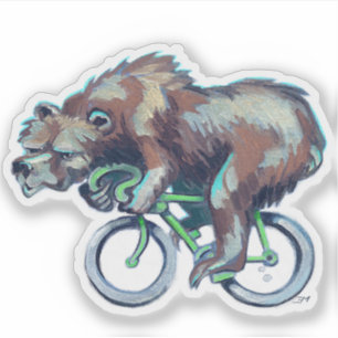 Adesivo Urso Andando Bicicleta Verde