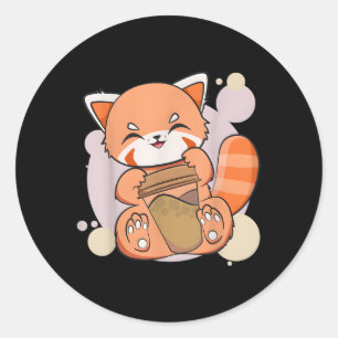 Adesivo Urso Animado do Bebendo Kawaii Red Panda