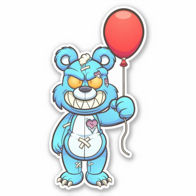 Adesivo Urso Assustador - Vinheta Zombie (Frente)