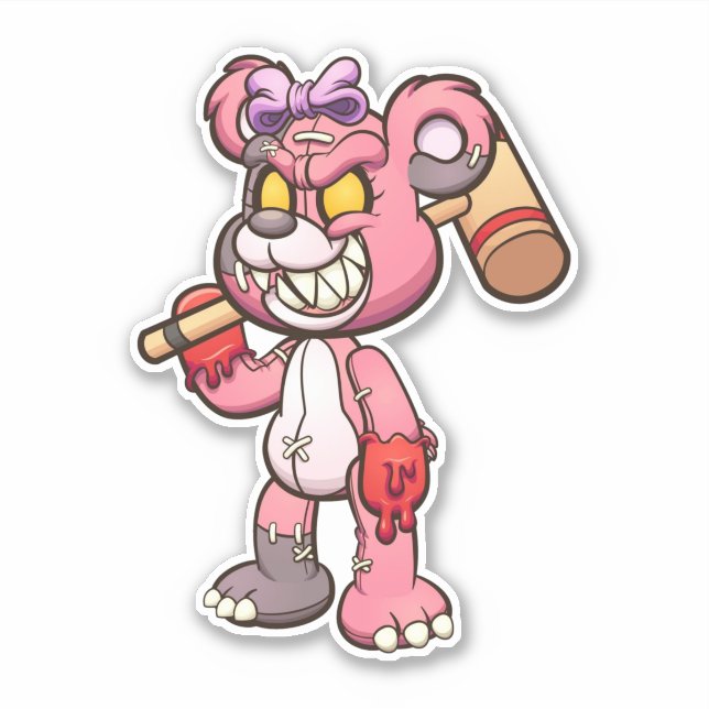 Adesivo Urso Assustador - Vinheta Zombie (Frente)
