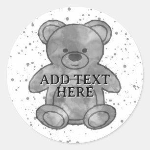 Adesivo Urso Bebê Escuro em Texto Personalizado a Preto e
