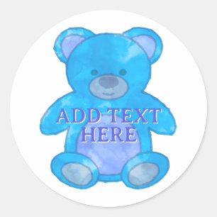 Adesivo Urso Bebê Escuro em Texto Personalizado Azul