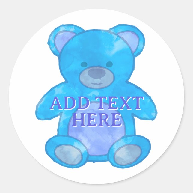 Adesivo Urso Bebê Escuro em Texto Personalizado Azul (Frente)