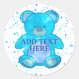 Adesivo Urso Bebê Escuro em Texto Personalizado Azul