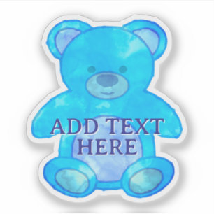Adesivo Urso Bebê Escuro em Texto Personalizado Azul