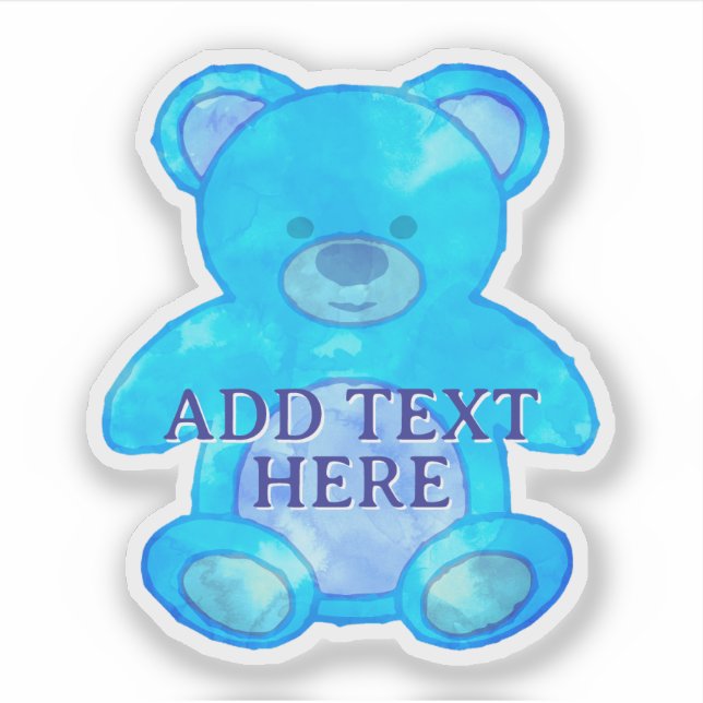 Adesivo Urso Bebê Escuro em Texto Personalizado Azul (Frente)