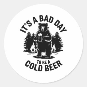 Adesivo Urso Bebendo Cerveja Acampando Engraçado É um Dia