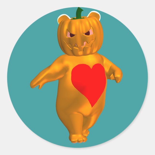 Adesivo Urso Bonito Com Cabeça De Abóbora (Frente)