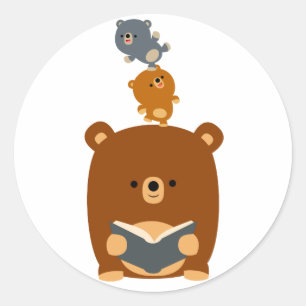Adesivo Urso bonito da leitura dos desenhos animados e
