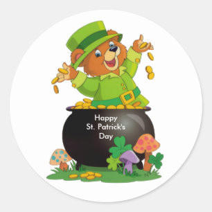 Adesivo Urso bonito do dia de St Patrick ilustrado