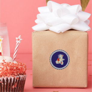 Adesivo Urso Branco, armação em círculo branco,