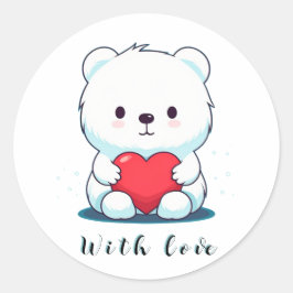 Adesivo Urso branco com coração, personalizado