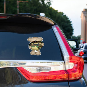 Adesivo Urso Camuflado de Coração de Amor Gigante Militar