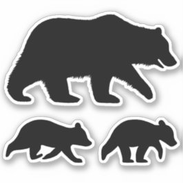 Adesivo Urso Cinzento com Cubs Silhouettes VinilStickers