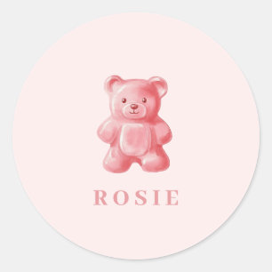 Adesivo Urso Cinzento Rosa-Cor-de-Água Personalizado