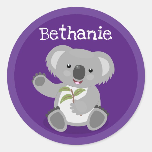 Adesivo Urso coala bonito com ilustração de desenho animad (Frente)