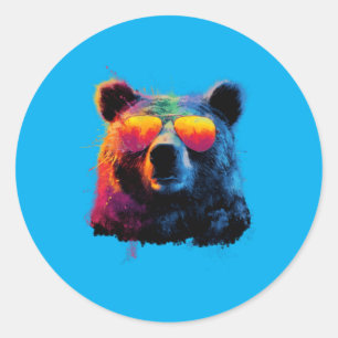 Adesivo Urso Colorido Amante de Animais Engraçados Dia dos
