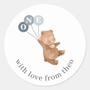 Adesivo Urso com 3 Balões Azuis