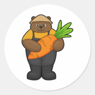 Adesivo Urso como Agricultor com Cenoura