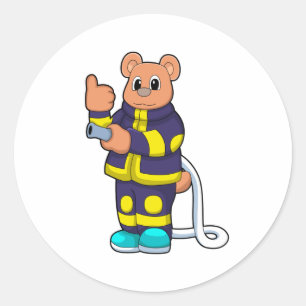 Adesivo Urso como Bombeiro no Departamento de Bombeiros co