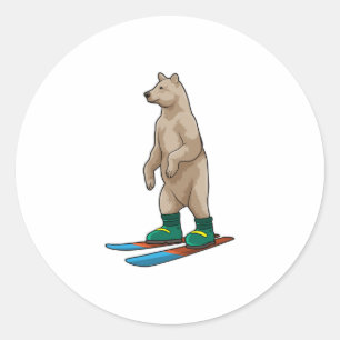 Adesivo Urso como esquiador com esqui