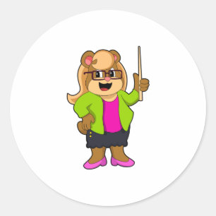 Adesivo Urso como Professor com Óculos
