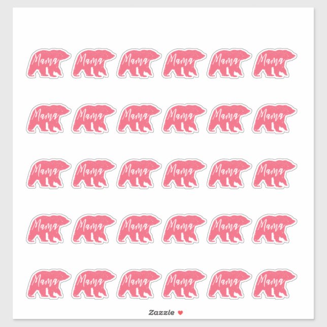 Adesivo Urso da mamãe rosa (Folha)