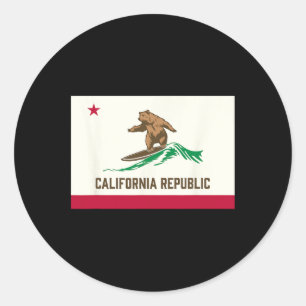 Adesivo Urso da República da Califórnia Surfando-Bandeira