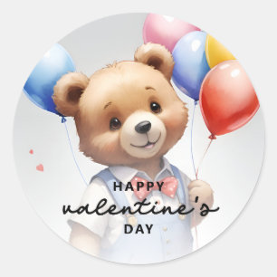 Adesivo Urso de Aquarela de Cubo dia de os namorados com B