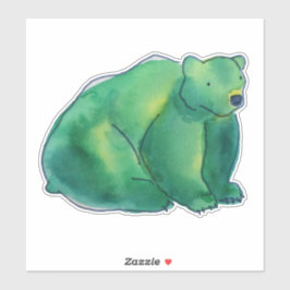 Adesivo Urso de Aquarela Verde