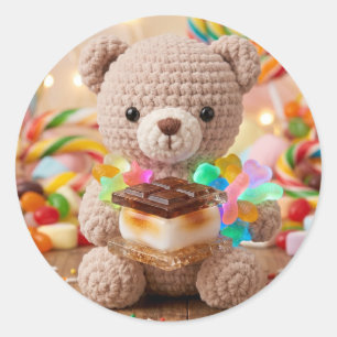 Adesivo Urso de Crochê com S'more Candy Land  