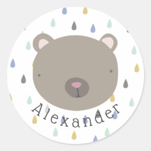 Adesivo Urso de Cute de Nome Personalizável