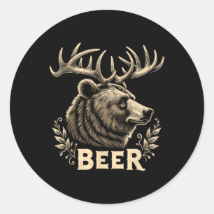 Adesivo Urso De Design Da Vintagem Engraçado Com Cerveja C