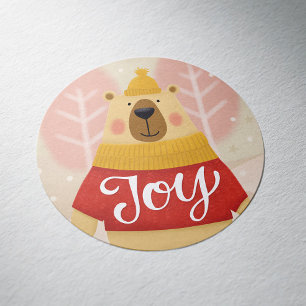 Adesivo Urso de Inverno Alegre da Floresta Natal Adoráve