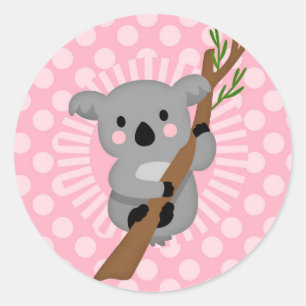 Adesivo Urso de Koala bonito - menina cinzenta cor-de-rosa