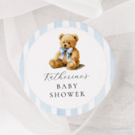 Adesivo Urso de Listras Azuis Baby Shower