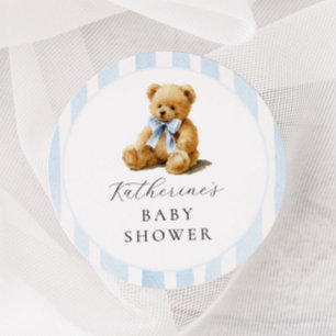 Adesivo Urso de Listras Azuis Baby Shower
