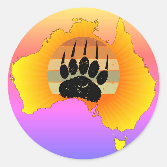 Adesivo Urso De Mapas Da Austrália Sunny Com Lugar De Sol  (Frente)