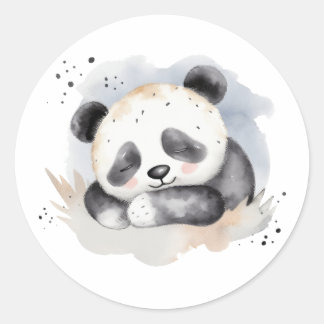 Adesivo Urso de Panda Bebê, Aquarela Dormindo