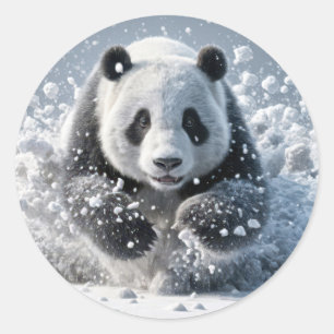 Adesivo Urso De Panda Correndo Na Neve