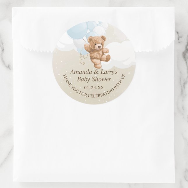 Adesivo Urso de Pelúcia Azul com Balões (Bolsa)