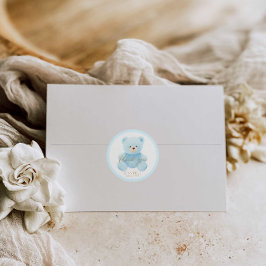 Adesivo Urso de pelúcia azul fofo Obrigado