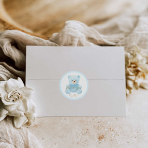 Adesivo Urso de pelúcia azul fofo Obrigado