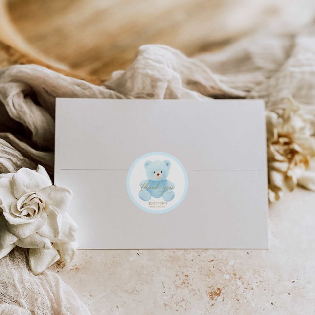 Adesivo Urso de pelúcia azul fofo Obrigado (Criador carregado)